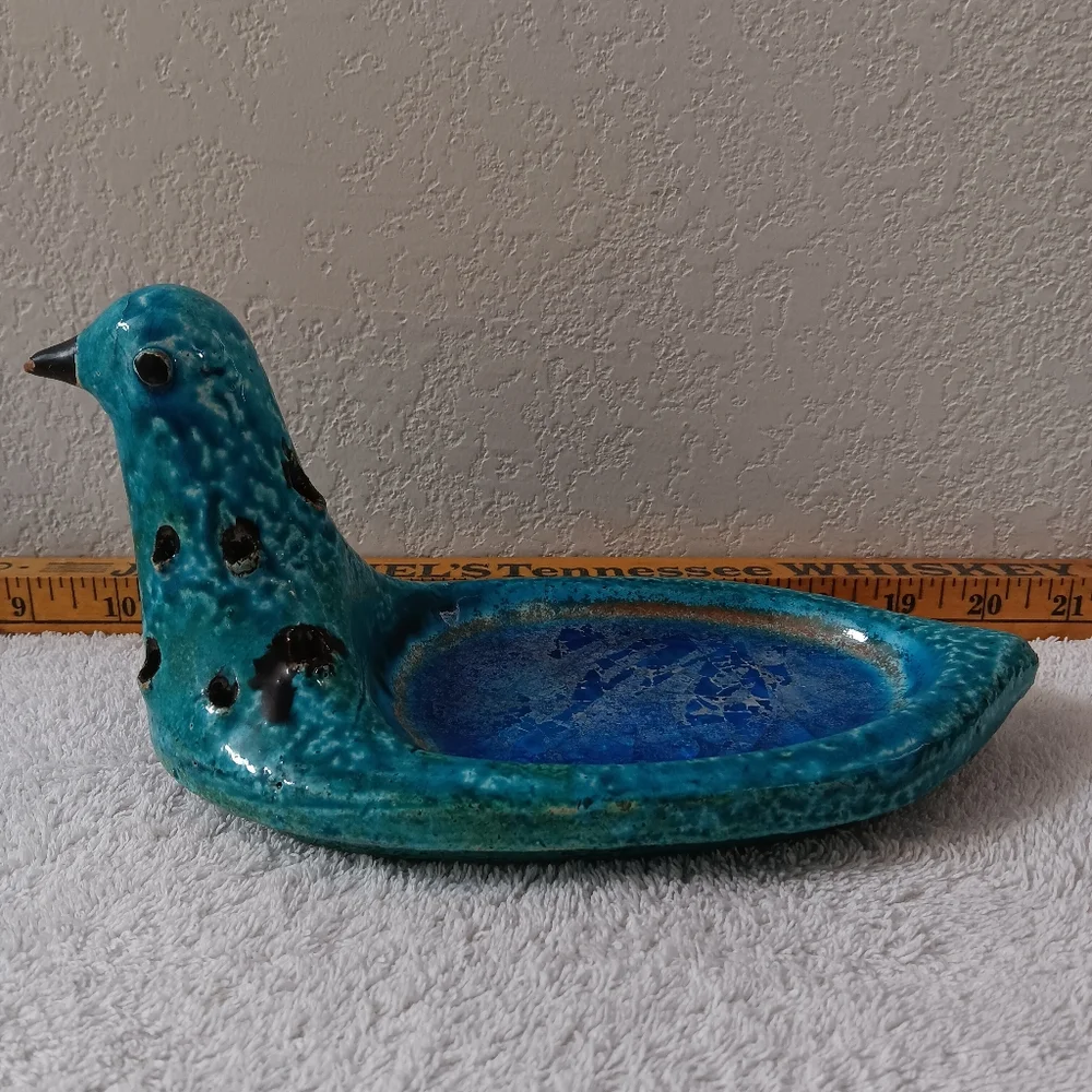 Ceramic Blue Bird Feeder